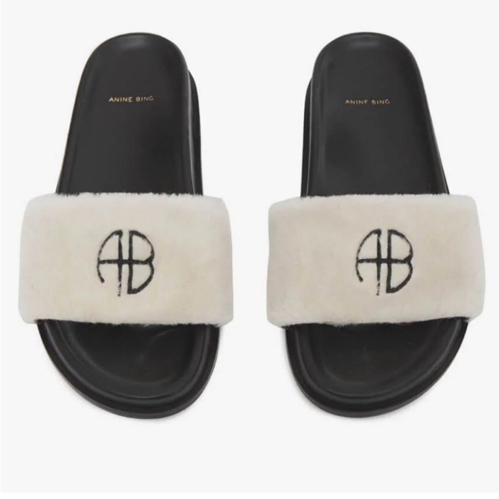 Anine Bing Britt Faux Fur Slides 40